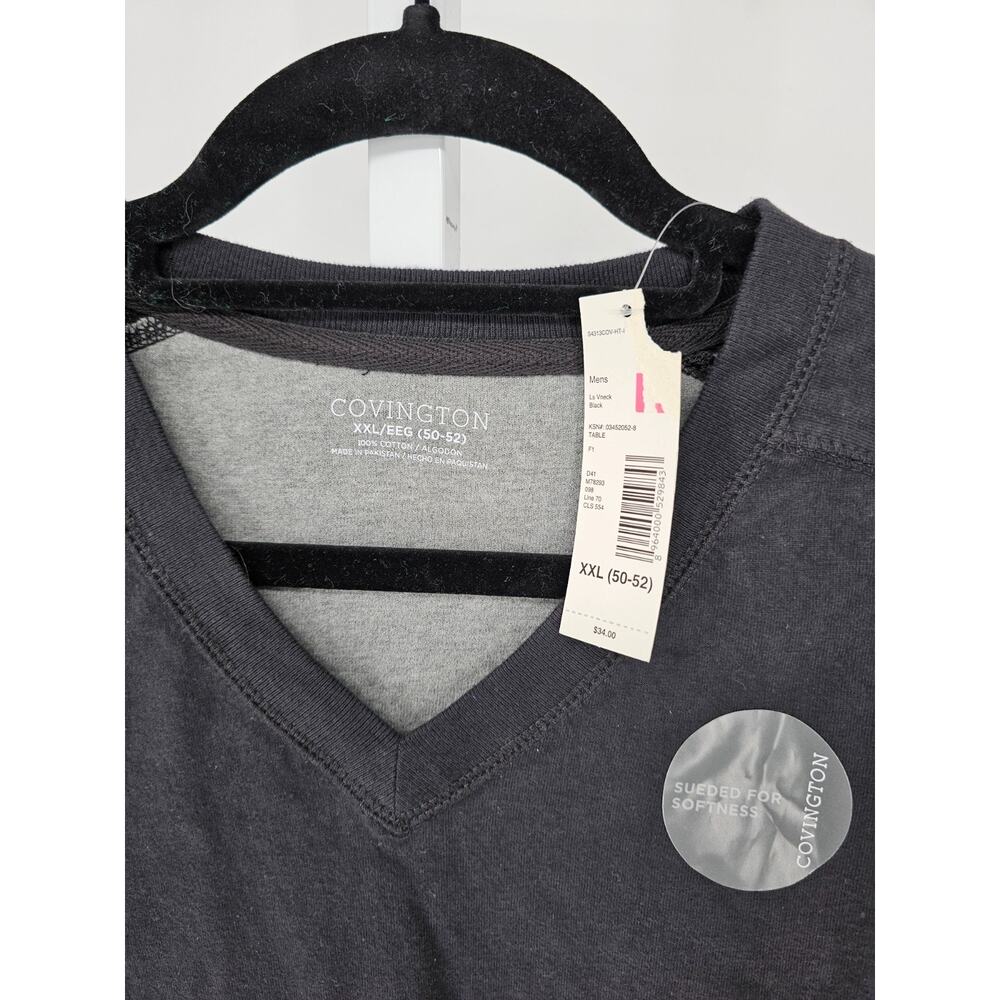 Covington Mens Sz XXL V Neck Sweater Suede Feel Softness Black NEW - Picture 3 of 4